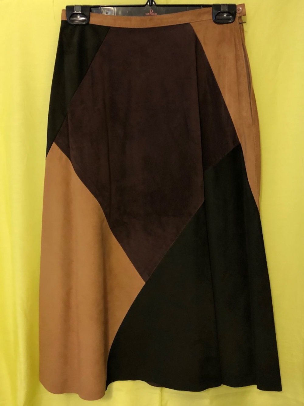 Danier Colour Block Suede Skirt